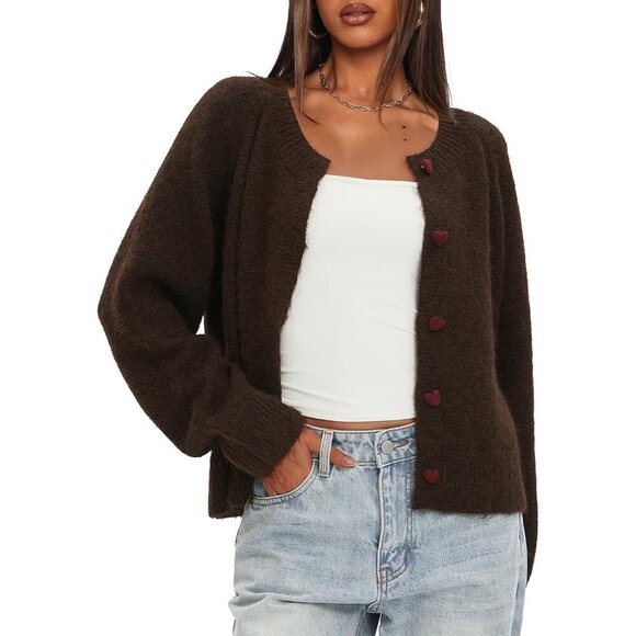 Womens Lightweight Knit Cardigan Sweater Long Sleeve Button Casual Fall - Picture 4 of 5